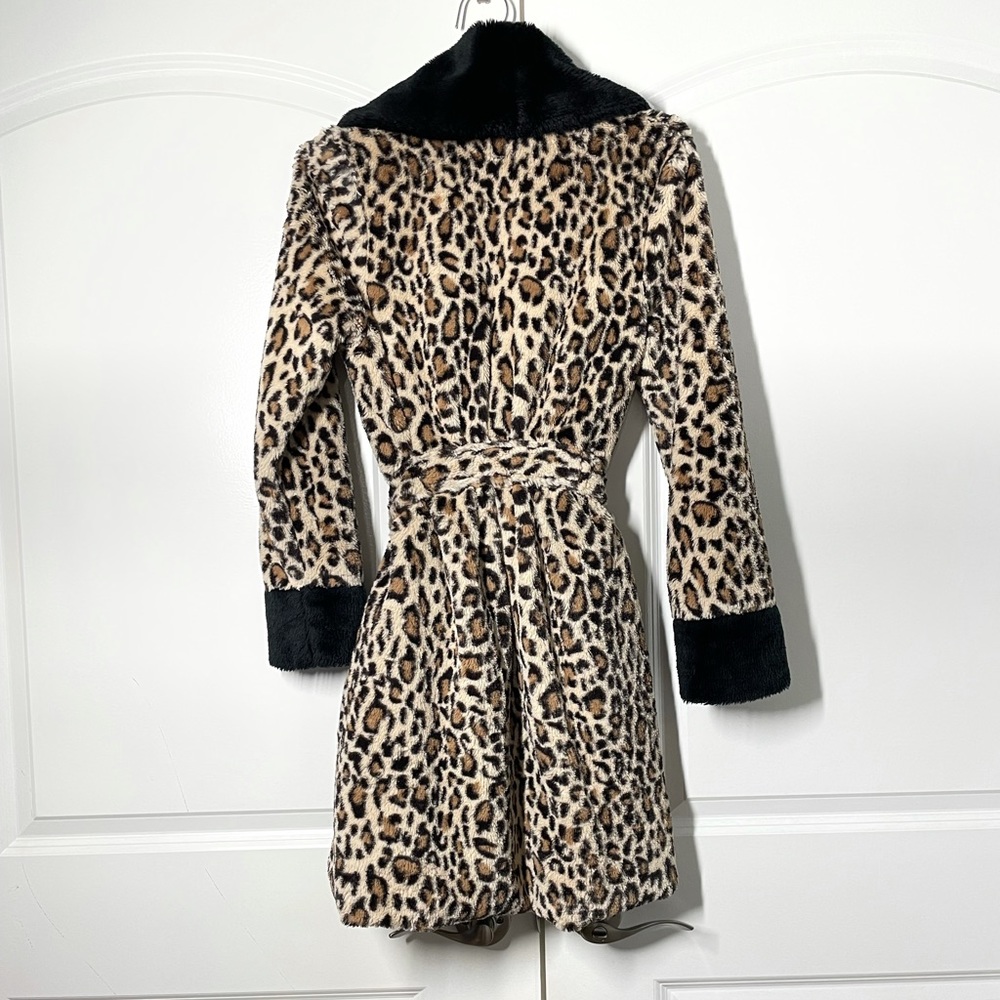 Betsey Johnson Vintage 2k Leopard Teddy Coat Robe size S - Picture 11 of 12